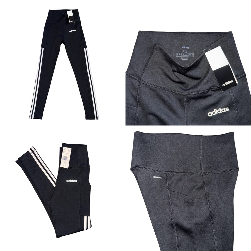 Adidas Climalite High-Rise 3-Stripe Leggings NWT